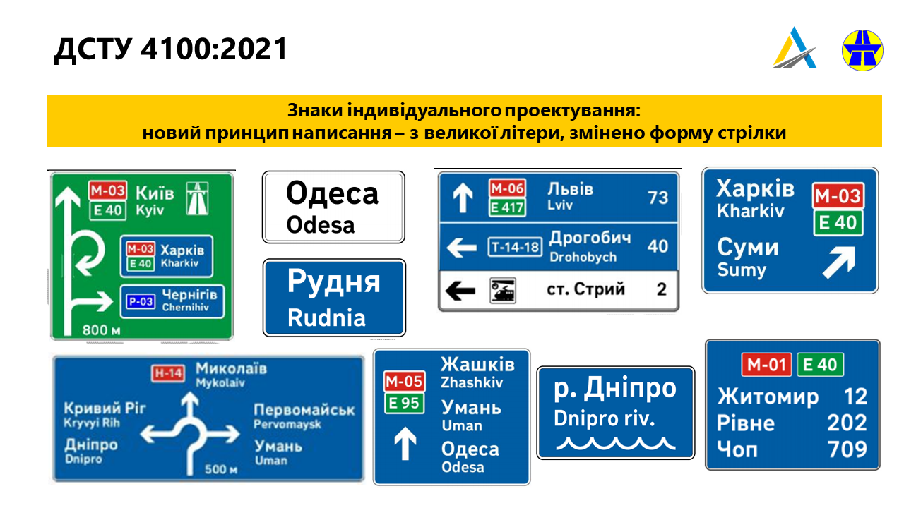 Обновленные дорожные знаки в Украине